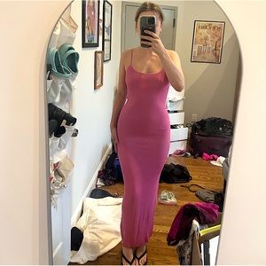 Peppermayo Pink Ribbed Maxi Dress - fits a size small and medium